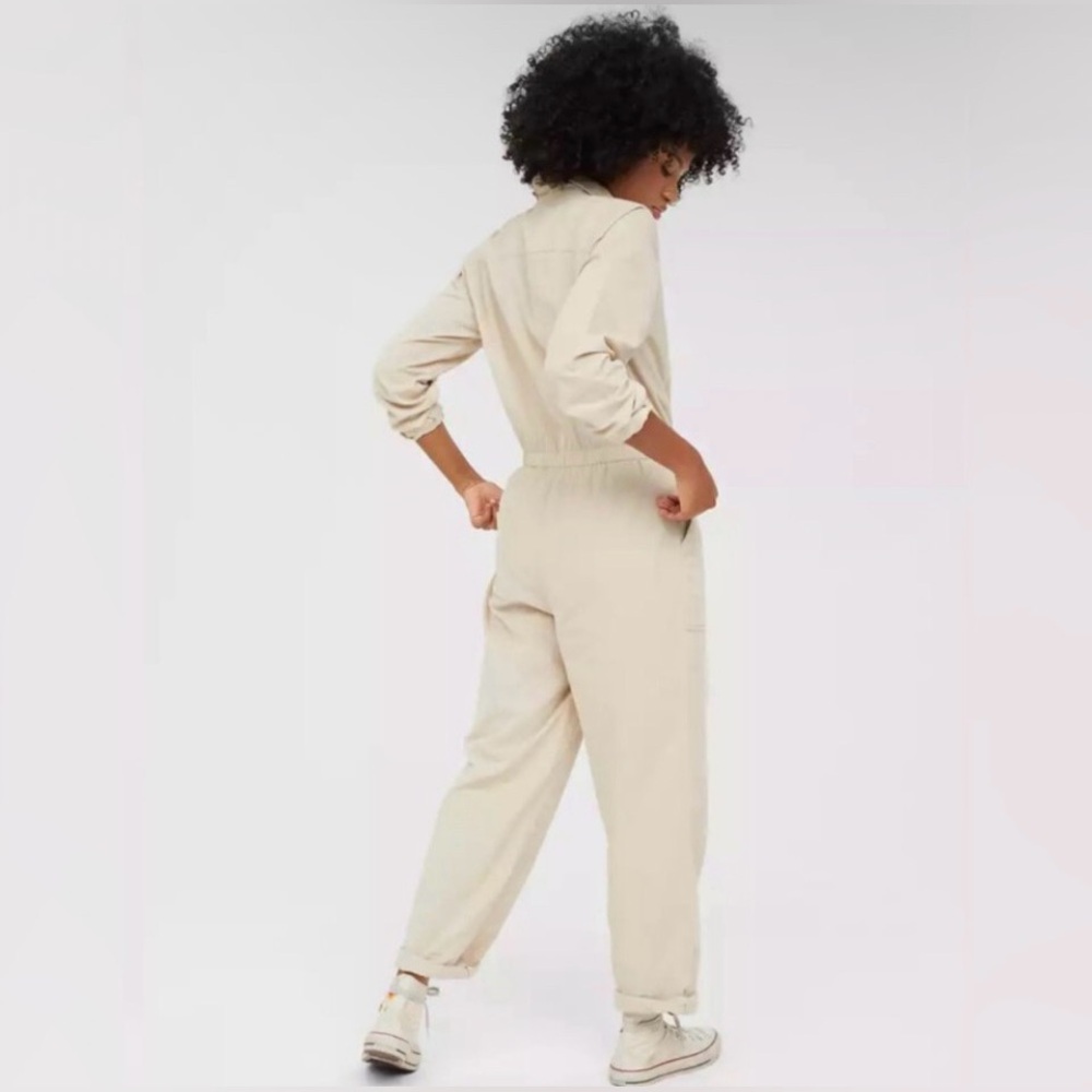 NWOT AERIE by OFFLINE Lightweight Corduroy Cotton Jumpsuit Cream S/P - Picture 2 of 8